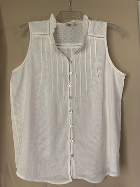 Faherty white 'Willa' sleeveless blouse with pin tuck details